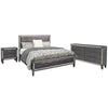 Full Bedroom Set | Gray & Nickel | 3 Piece Set with Dresser & Nightst&
