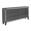 Full Bedroom Set | Gray & Nickel | 3 Piece Set with Dresser & Nightst&