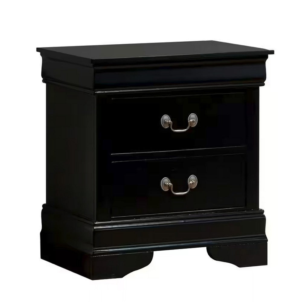 Full Bedroom Set | Black & Nickel | 3 Piece Set with Dresser & Nightst&