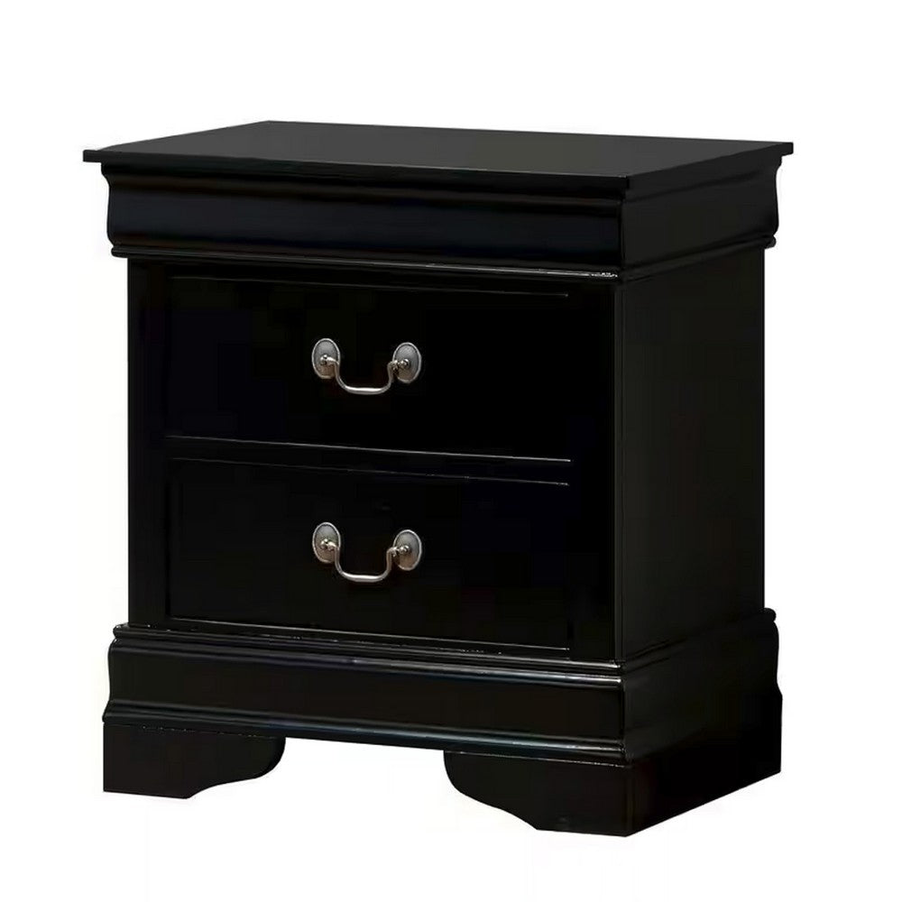 Full Bedroom Set | Black & Nickel | 3 Piece Set with Dresser & Nightst&