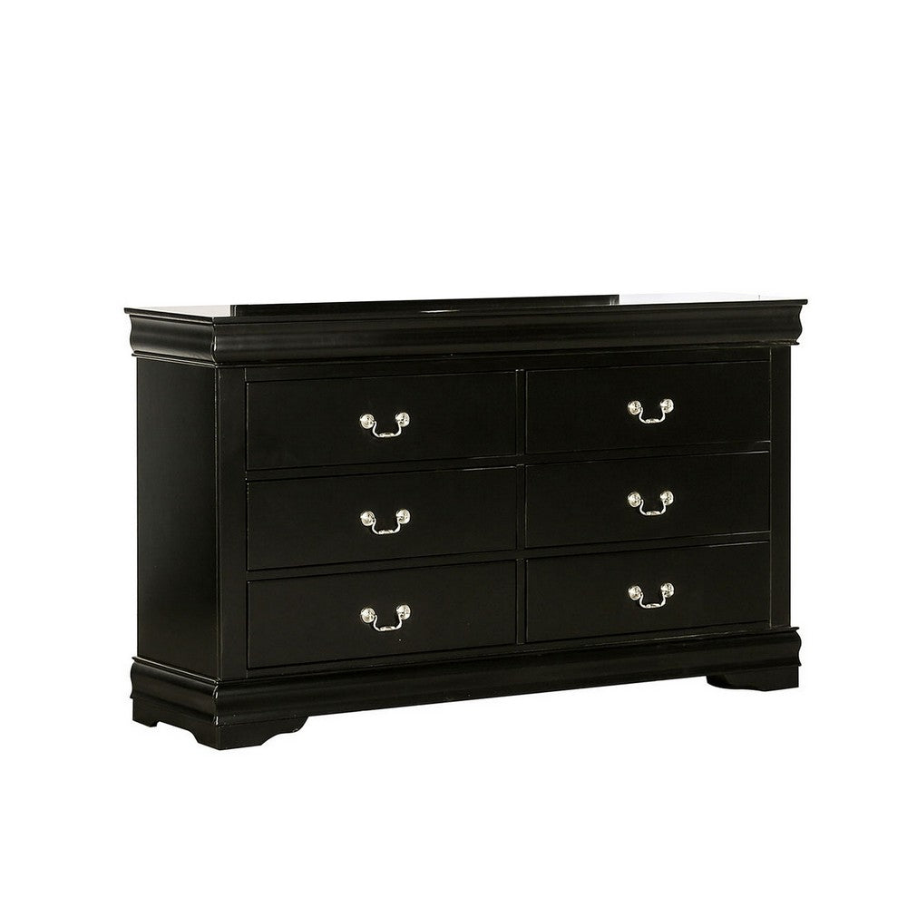 Full Bedroom Set | Black & Nickel | 3 Piece Set with Dresser & Nightst&