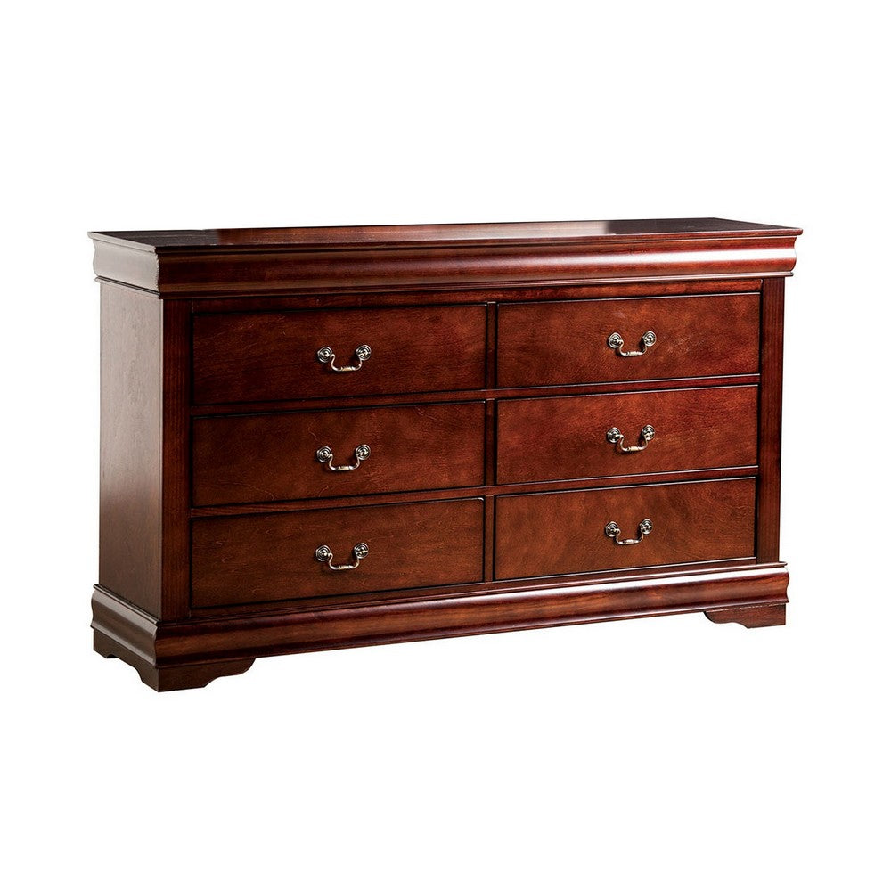 Full Bedroom Set | Cherry Brown & Bronze | 3 Piece Set with Dresser & Nightst&
