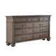 Queen Bedroom Set | Gray | Brass | & Clear | 4 Piece Set with Chest | Dresser | & Nightst&