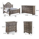 Queen Bedroom Set | Gray | Brass | & Clear | 4 Piece Set with Chest | Dresser | & Nightst&