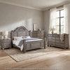 Queen Bedroom Set | Gray | Brass | & Clear | 4 Piece Set with Chest | Dresser | & Nightst&