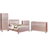 Queen Bedroom Set | Pink & Rose Gold | 4 Piece Set with 2 Chests & Dresser