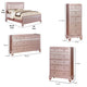 Queen Bedroom Set | Pink & Rose Gold | 4 Piece Set with 2 Chests & Dresser