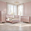 Queen Bedroom Set | Pink & Rose Gold | 4 Piece Set with 2 Chests & Dresser