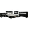 Queen Bedroom Set | Black & Silver | 4 Piece Set with Chest | Dresser | & Nightst&