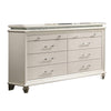 Queen Bedroom Set | Silver | Pearl White | & Clear | 4 Piece Set with Chest | Dresser | & Nightst&