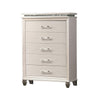 Queen Bedroom Set | Silver | Pearl White | & Clear | 4 Piece Set with Chest | Dresser | & Nightst&