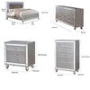 Queen Bedroom Set | Silver | 4 Piece Set with Chest | Dresser | & Nightst&