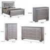 Queen Bedroom Set | Silver & Gray | 4 Piece Set with Chest | Dresser | & Nightst&