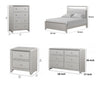 Queen Bedroom Set | Champagne Gray | Nickel | & Silver | 4 Piece Set with Chest | Dresser | & Nightst&