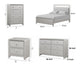 Queen Bedroom Set | Champagne Gray | Nickel | & Silver | 4 Piece Set with Chest | Dresser | & Nightst&