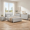 Queen Bedroom Set | Champagne Gray | Nickel | & Silver | 4 Piece Set with Chest | Dresser | & Nightst&