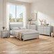 Queen Bedroom Set | Champagne Gray | Nickel | & Silver | 4 Piece Set with Chest | Dresser | & Nightst&