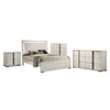 Queen Bedroom Set | White Wash & Chrome | 4 Piece Set with Chest | Dresser | & Nightst&