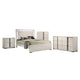 Queen Bedroom Set | White Wash & Chrome | 4 Piece Set with Chest | Dresser | & Nightst&
