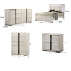Queen Bedroom Set | White Wash & Chrome | 4 Piece Set with Chest | Dresser | & Nightst&