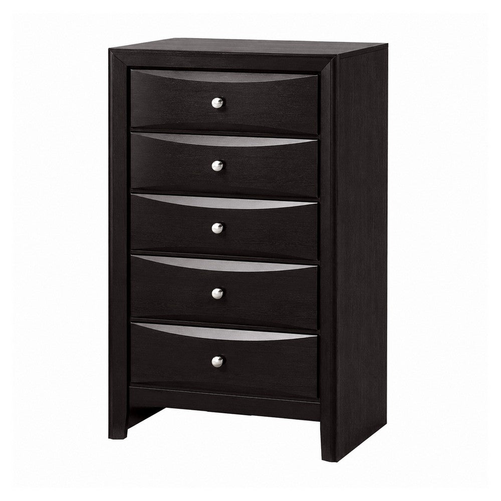 Queen Bedroom Set | Black & Nickel | 4 Piece Set with Chest | Dresser | & Nightst&