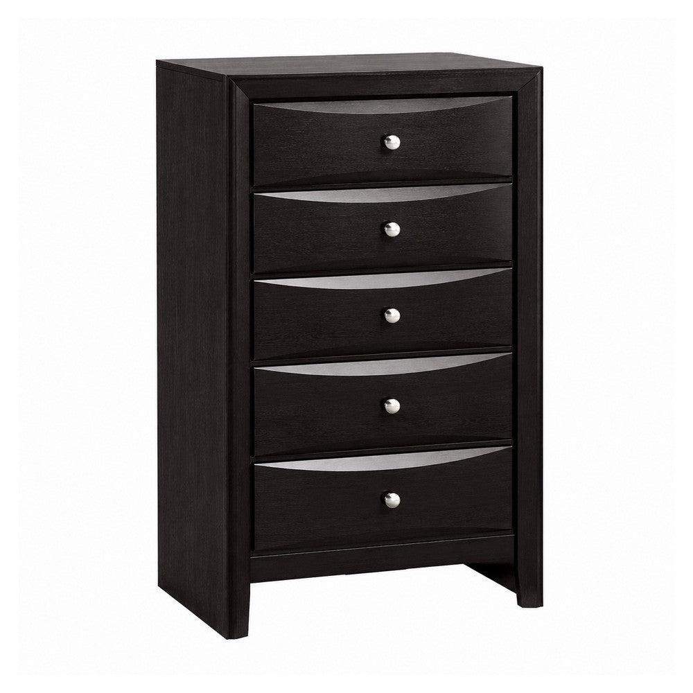 Queen Bedroom Set | Black & Nickel | 4 Piece Set with Chest | Dresser | & Nightst&