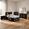 Queen Bedroom Set | Black & Nickel | 4 Piece Set with Chest | Dresser | & Nightst&