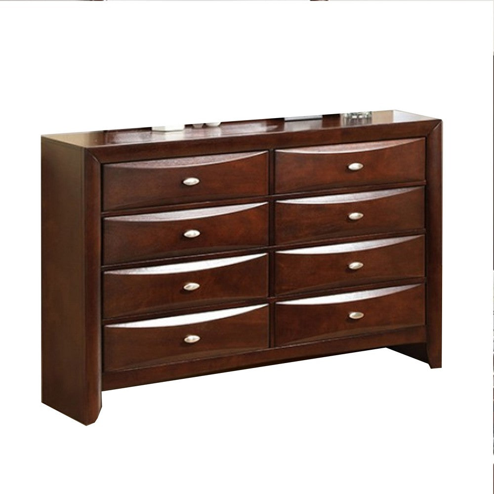 Queen Bedroom Set | Dark Cherry | Cherry Brown | & Nickel | 4 Piece Set with Chest | Dresser | & Nightst&