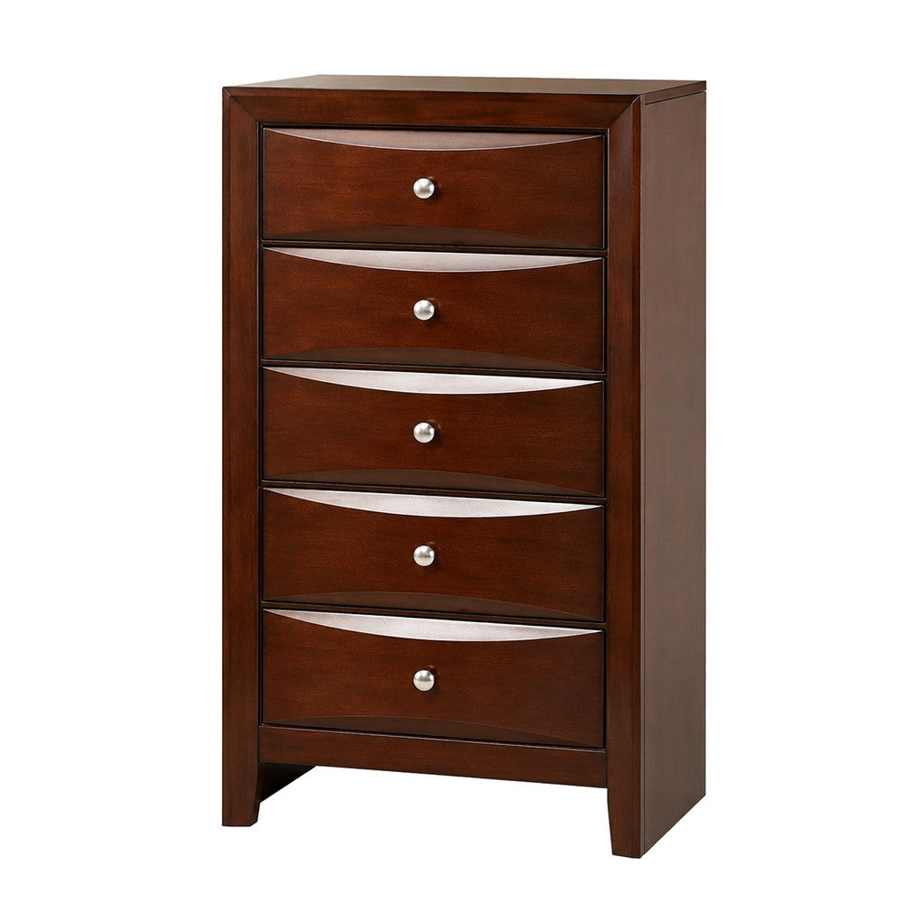 Queen Bedroom Set | Dark Cherry | Cherry Brown | & Nickel | 4 Piece Set with Chest | Dresser | & Nightst&