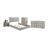 Queen Bedroom Set | Light Taupe | Taupe Gray | & Chrome Silver | 4 Piece Set with Chest | Dresser | & Nightst&