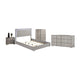 Queen Bedroom Set | Light Taupe | Taupe Gray | & Chrome Silver | 4 Piece Set with Chest | Dresser | & Nightst&