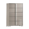 Queen Bedroom Set | Light Taupe | Taupe Gray | & Chrome Silver | 4 Piece Set with Chest | Dresser | & Nightst&