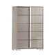 Queen Bedroom Set | Light Taupe | Taupe Gray | & Chrome Silver | 4 Piece Set with Chest | Dresser | & Nightst&