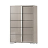 Queen Bedroom Set | Light Taupe | Taupe Gray | & Chrome Silver | 4 Piece Set with Chest | Dresser | & Nightst&