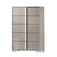 Queen Bedroom Set | Light Taupe | Taupe Gray | & Chrome Silver | 4 Piece Set with Chest | Dresser | & Nightst&