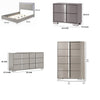 Queen Bedroom Set | Light Taupe | Taupe Gray | & Chrome Silver | 4 Piece Set with Chest | Dresser | & Nightst&