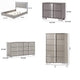 Queen Bedroom Set | Light Taupe | Taupe Gray | & Chrome Silver | 4 Piece Set with Chest | Dresser | & Nightst&