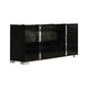 Queen Bedroom Set | Piano Black & Chrome Silver | 4 Piece Set with Chest | Dresser | & Nightst&