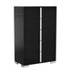 Queen Bedroom Set | Piano Black & Chrome Silver | 4 Piece Set with Chest | Dresser | & Nightst&