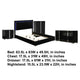 Queen Bedroom Set | Piano Black & Chrome Silver | 4 Piece Set with Chest | Dresser | & Nightst&