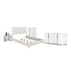 Queen Bedroom Set | White & Chrome Silver | 4 Piece Set with Chest | Dresser | & Nightst&