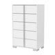 Queen Bedroom Set | White & Chrome Silver | 4 Piece Set with Chest | Dresser | & Nightst&