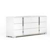 Queen Bedroom Set | White & Chrome Silver | 4 Piece Set with Chest | Dresser | & Nightst&