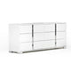 Queen Bedroom Set | White & Chrome Silver | 4 Piece Set with Chest | Dresser | & Nightst&