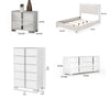 Queen Bedroom Set | White & Chrome Silver | 4 Piece Set with Chest | Dresser | & Nightst&