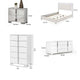 Queen Bedroom Set | White & Chrome Silver | 4 Piece Set with Chest | Dresser | & Nightst&