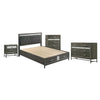 Queen Bedroom Set | Gray | Silver | & Black | 4 Piece Set with Chest | Dresser | & Nightst&