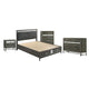 Queen Bedroom Set | Gray | Silver | & Black | 4 Piece Set with Chest | Dresser | & Nightst&