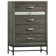 Queen Bedroom Set | Gray | Silver | & Black | 4 Piece Set with Chest | Dresser | & Nightst&