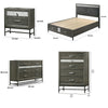 Queen Bedroom Set | Gray | Silver | & Black | 4 Piece Set with Chest | Dresser | & Nightst&